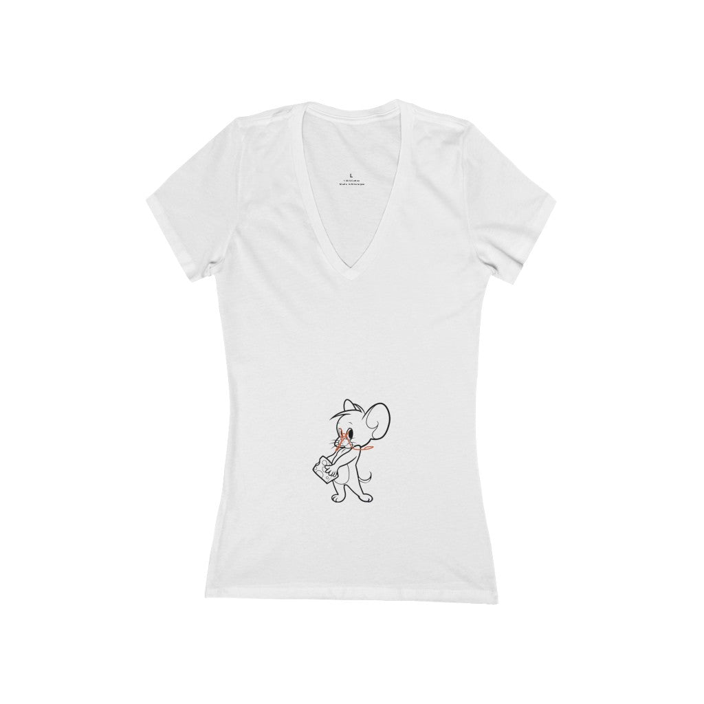 Women's Jersey Short Sleeve Deep V-Neck Tee